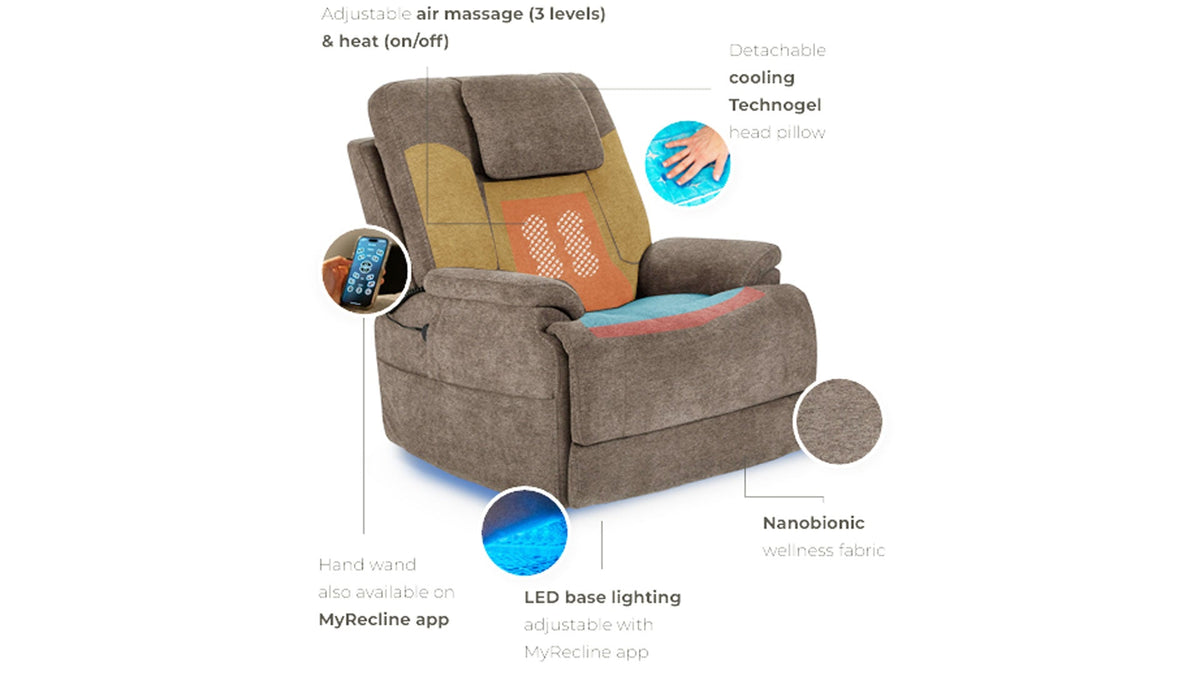 Cozyfocus MacZcliner Umber Grey P5 Lift Chair | Heat & Massage