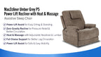 Cozyfocus MacZcliner Umber Grey P5 Lift Chair | Heat & Massage