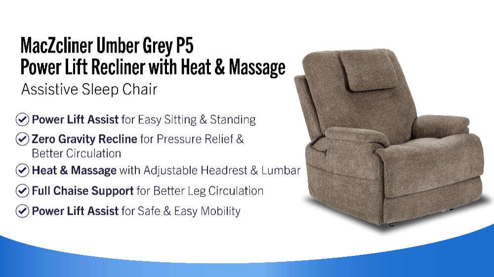 Cozyfocus MacZcliner Umber Grey P5 Lift Chair | Heat & Massage