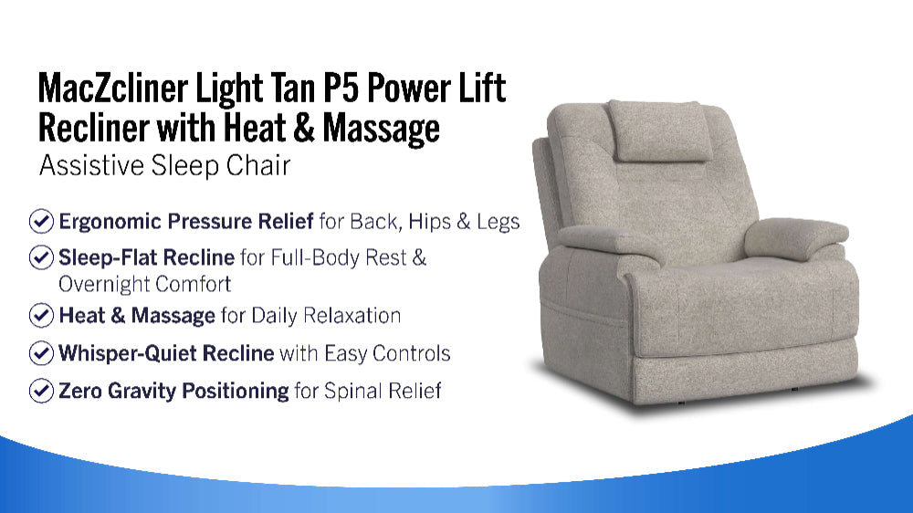 Cozyfocus MacZcliner Light Tan P5 Lift Chair | Heat & Massage