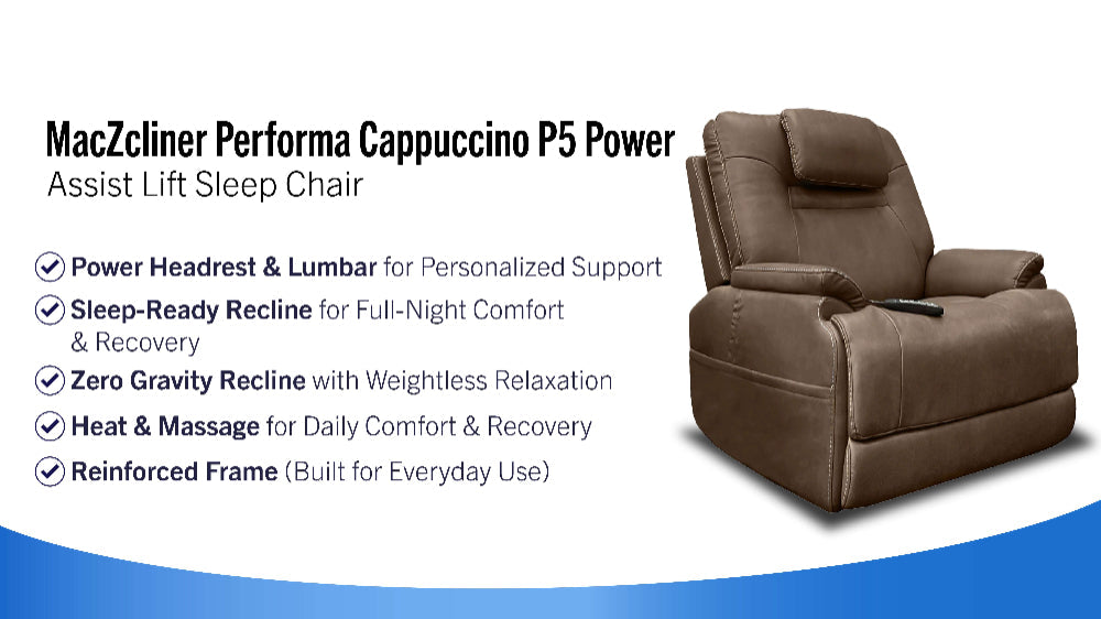 Cozyfocus MacZcliner Cappuccino P5 Lift Chair | Heat & Massage