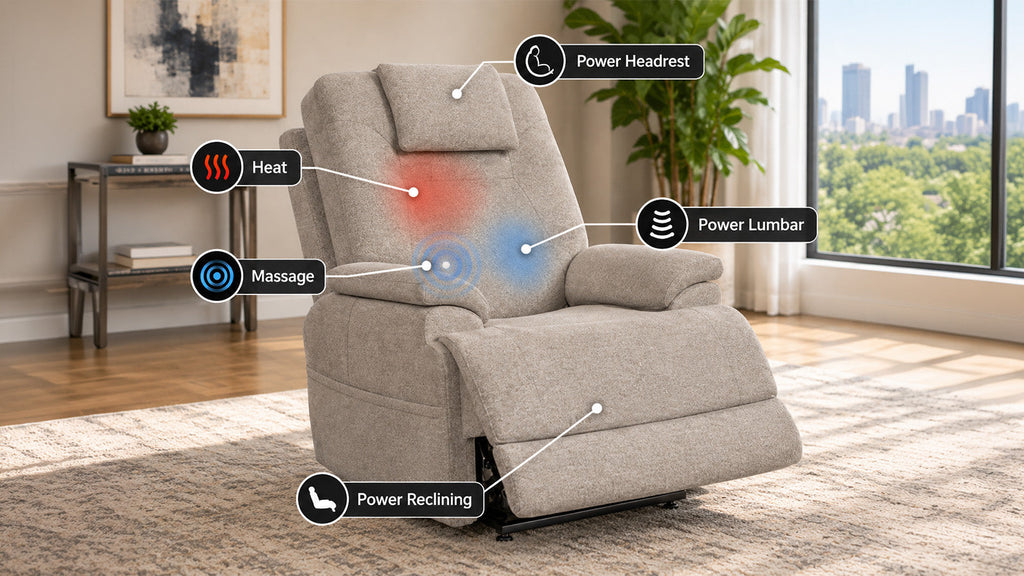 Cozyfocus MacZcliner Light Tan P5 Lift Chair | Heat & Massage