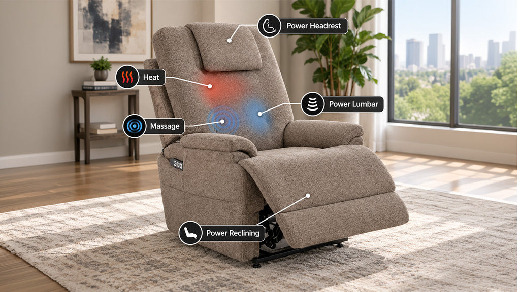Cozyfocus MacZcliner Umber Grey P5 Lift Chair | Heat & Massage